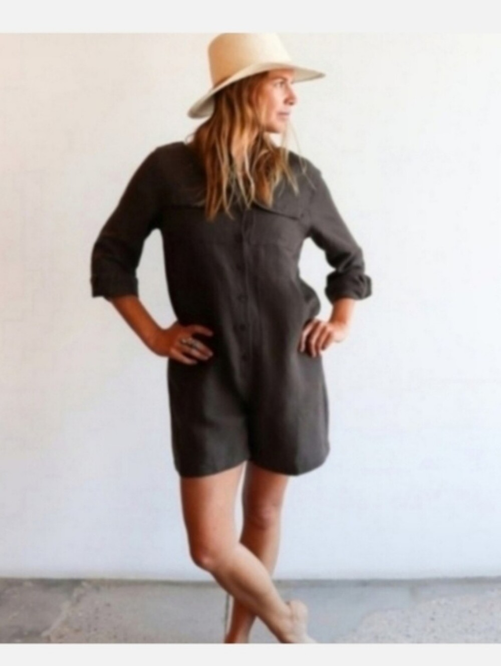 OZMA SILK LINEN TANGIER ROMPER JUMPSUIT COVERALL